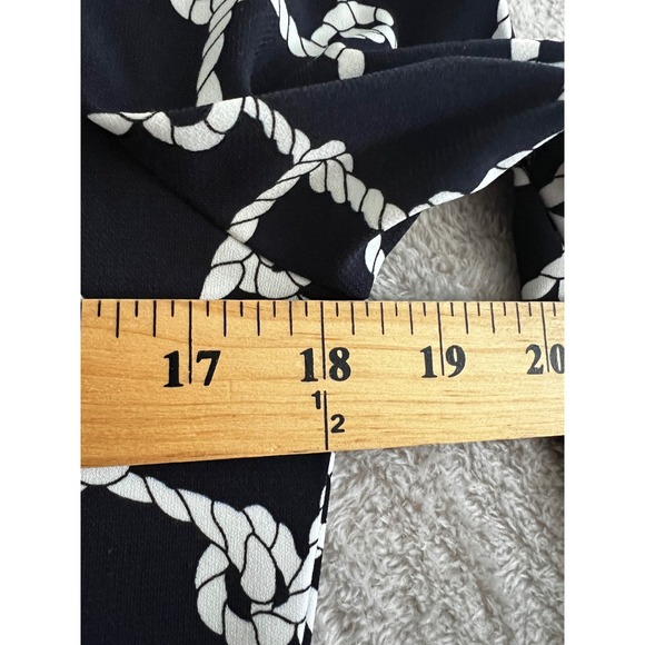 Nautica Mens Navy Blue Rope Lattice Print Long Sleeve Shift Dress Red Hem L - Picture 7 of 9